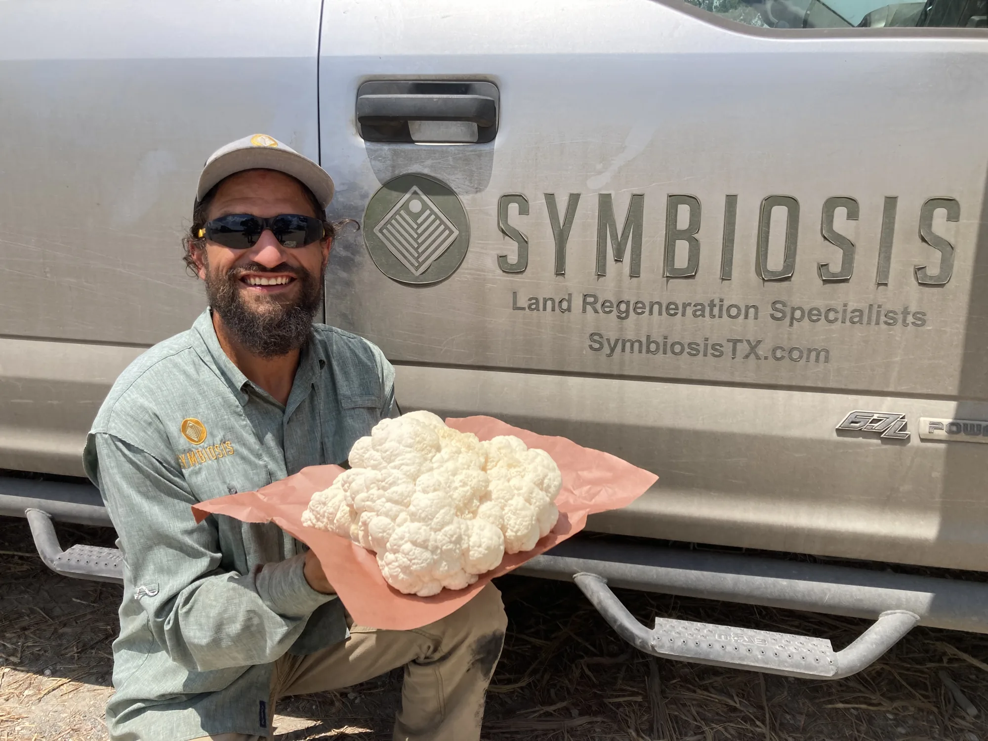 Sam the Fungi holding a freshly harvested lion's mane mushroom Sam the Fungi holding a freshly harvested lion's mane mushroom
